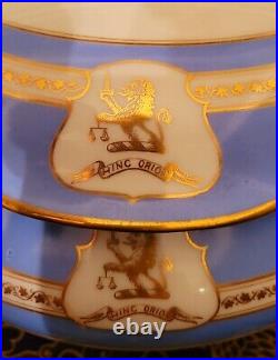 Ginori Impero Blue Turquoise Armorial Soup Tureen And Lid Gold Encrusted Large