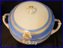 Ginori Impero Blue Turquoise Armorial Soup Tureen And Lid Gold Encrusted Large