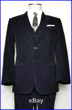 Giorgio Armani 3 Piece Velour Suit Navy Blue Black. Like New