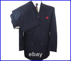 Giorgio Armani Black Label Pure Wool Solid Navy Blue Italian Men Suit 34x31 40 R