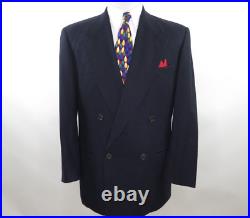 Giorgio Armani Black Label Pure Wool Solid Navy Blue Italian Men Suit 34x31 40 R