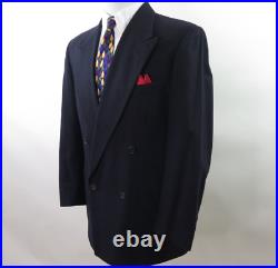 Giorgio Armani Black Label Pure Wool Solid Navy Blue Italian Men Suit 34x31 40 R