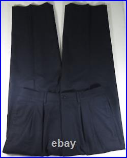 Giorgio Armani Black Label Pure Wool Solid Navy Blue Italian Men Suit 34x31 40 R