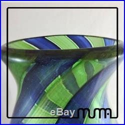 Glass Murano Vase A Canes Aventurine Green And Blue With Gold Piece Collectibles