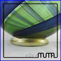 Glass Murano Vase A Canes Aventurine Green And Blue With Gold Piece Collectibles