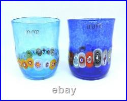 Glasses Glass Murano 2 Piece Murrina Multicolour Blue Easy Uso. Gift Idea