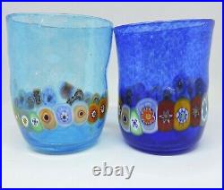 Glasses Glass Murano 2 Piece Murrina Multicolour Blue Easy Uso. Gift Idea
