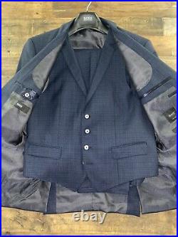 HUGO BOSS 38R 40S Three Piece Suit Patterned Virgin Wool Italian Woven DRAGO