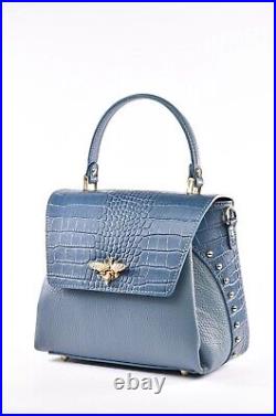 Hand Bag Light blue Italian Leather Women Genuine Leather Bag