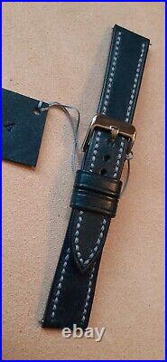 Handmade 20mm Badalassi Mid Navy Blue. Italian Leather Watch Strap Q/R pins