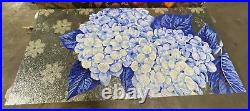 Handmade SilverWhite Blue Italian Floral Motif Mosaic Glass Art Decorative Panel