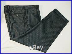 Hart Schaffner Marx Men's Wool Pinstripe Black grey/blue 2 Piece Suit 46R 40x30