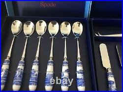 Hostess Set Spode Blue Italian 13 Pieces Spoons Cheese Knife Spreaders New