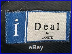 IDeal By ZANETTI Navy Blue Wool 2 Piece Suit Super 120S Designer 44 W36 L33