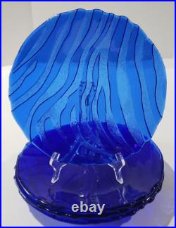 IVV Italy Cobalt Blue Glass Dinner Plates Large Set of FOUR 11 Round