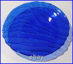 IVV Italy Cobalt Blue Glass Dinner Plates Large Set of FOUR 11 Round