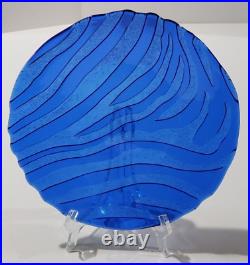 IVV Italy Cobalt Blue Glass Dinner Plates Large Set of FOUR 11 Round