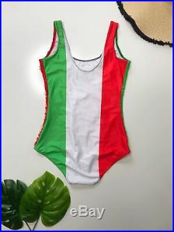 Italian Appliqué Flag One Piece Swimsuit M OP5581