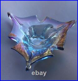 Italian Art Glass Splash Bowl Amethyst Blue Hues Vintage Piece