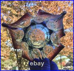 Italian Art Glass Splash Bowl Amethyst Blue Hues Vintage Piece