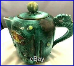 Italian Mid-Century Modern Art Pottery 3-D Seahorse Octopus Tea Set 13 Pieces