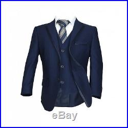 Italian Page Boy Wedding Suit in Navy Blue Boys Dark Navy Blue Piping Suit