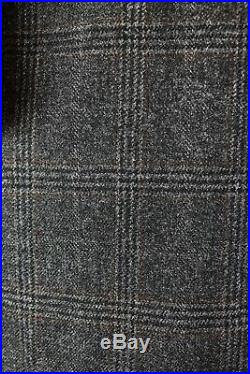Italian Suit EU 50 US 40S 37x29 Two Piece Gray Brown Checked Wool Blazer Pants