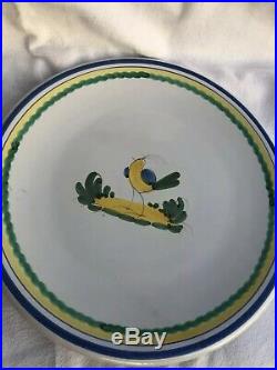Italy Pottery Yellow Bird Blue Wings Set Dinnerware 26 Pieces