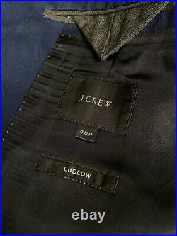 J. Crew Ludlow Navy Blue Italian Cotton Suede Elbow Patch Jacket Size 40R