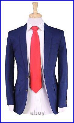 J. Crew Ludlow Solid Royal Blue Italian Cotton 2-Btn Slim Fit Suit 34S