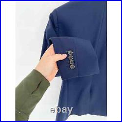 J Crew Navy Blue Italian Bi-Stretch Wool 1035 Pant Suit Size Small 4-6