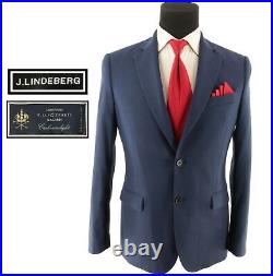 J. Lindeberg Men's Blue Italian lanificio Cashmerelight & Wool Sport Coat Sz 38R