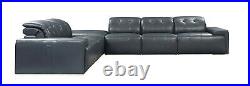 J&M Furniture Davide Blue Italian Leather Sectional Sofa 6 Pieces