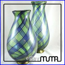 Jar Glass Murano Canes Aventurine Green and Blue with Gold Piece Collectibles