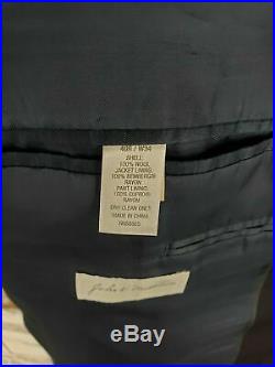 John W Nordstrom Mens Navy Blue Italian Wool Suit 2 Piece 2 Button 40R W34