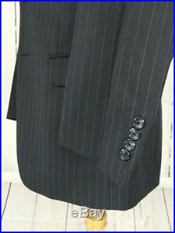 Jones New York 2-Piece Suit 38R 2 Button 34x30 Pleated Front Pinstripe Wool Blue