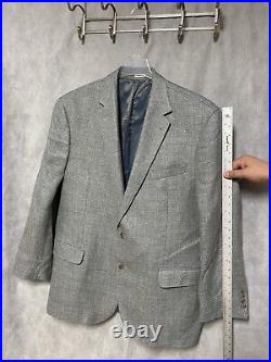 Joseph Abboud Men's Blazer 46R Gray Blue Italian Fabric Linen Wool Coat Luxury