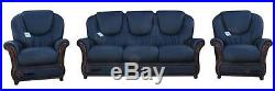 Juliet 3 Seater+Chair+Chair Italian Leather Three Piece Sofa Suite Navy Blue