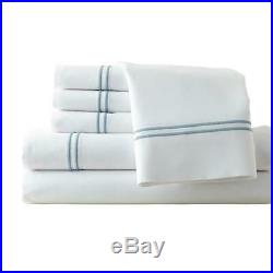 King Italian Hotel 1000 Thread Count Sheet Set Amrapur 6 Piece White/Blue