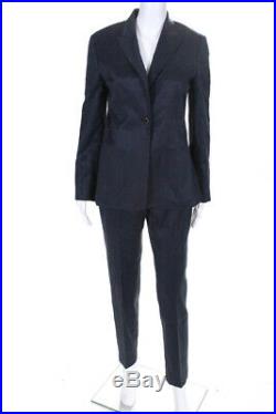 Kiton Womens Two Piece Notched Collar Pants Suit Cotton Blue Size Italian 42