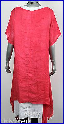 Ladies Italian 2 Piece Lagenlook Boho Side Split Linen Long Cotton Tunic Dress