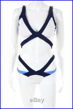 Les Canebiers Womens Sleeveless Two Piece Swimwear White Blue Size Italian 46