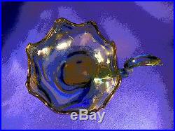 Lg. Italian Art Glass Swan Vase/planter Display Piece Blue, White, Swirl 12 1/2
