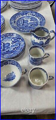 Lot Of Antique Spode Italian Blue Dinner Set Incomplete 37 Pieces