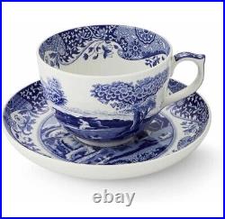 Lot Three Piece Set Portmeirion Home & Gifts Blue Italian Jumbo Teacup & Saucers