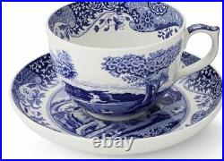 Lot Three Piece Set Portmeirion Home & Gifts Blue Italian Jumbo Teacup & Saucers