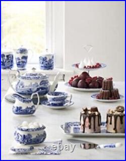 Lot Three Piece Set Portmeirion Home & Gifts Blue Italian Jumbo Teacup & Saucers