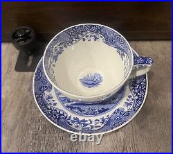 Lot Three Piece Set Portmeirion Home & Gifts Blue Italian Jumbo Teacup & Saucers