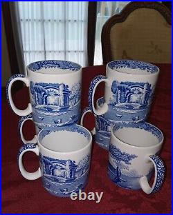 Lot of 6 Beautiful Spode Blue Italian Cups/ MUGS, 3 1/4 England