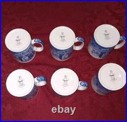 Lot of 6 Beautiful Spode Blue Italian Cups/ MUGS, 3 1/4 England